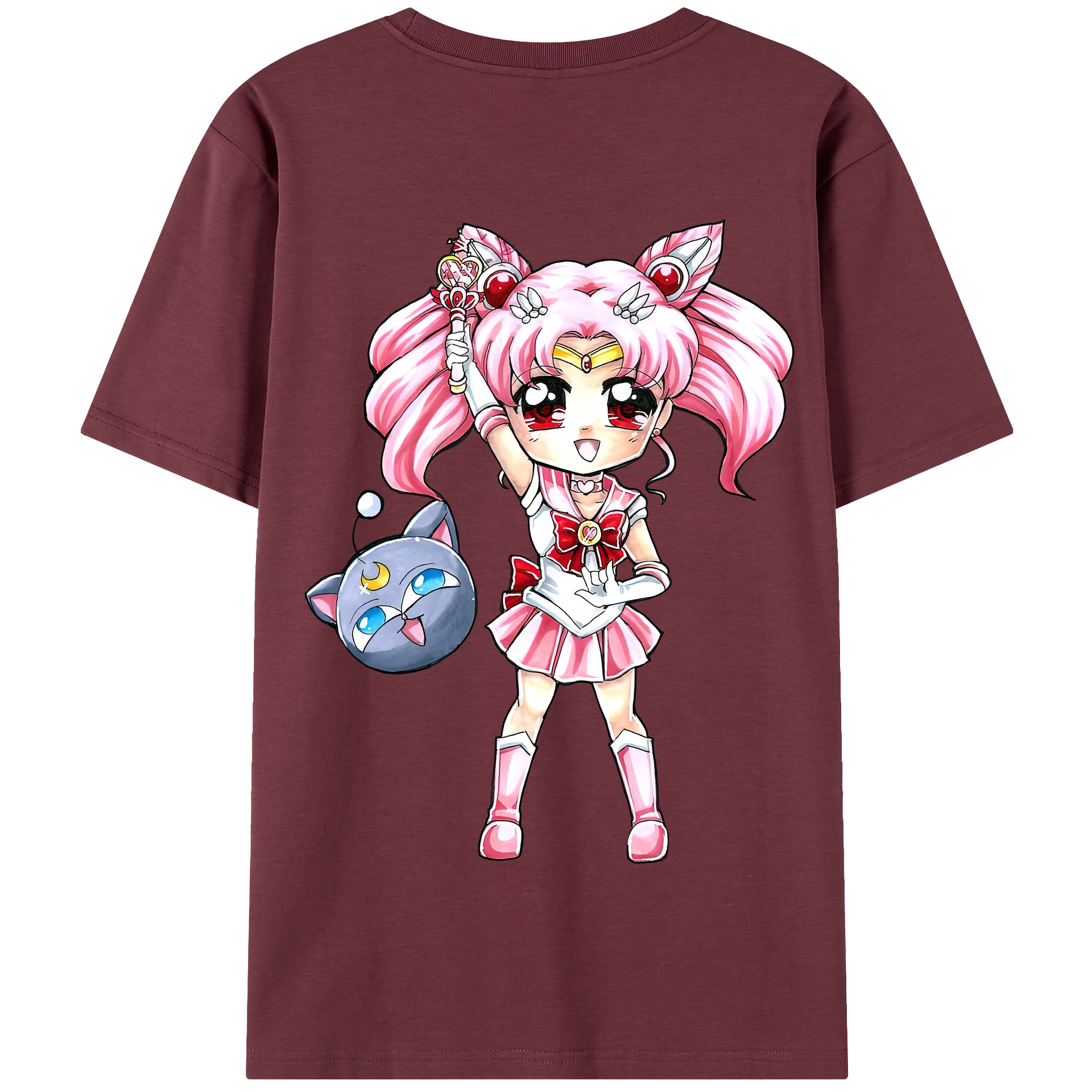 （画像用） 美少女戦士セーラームーン ちびうさ Sailor Moon Chibiusa Tsukino Usagi Small Lady Serenity 綿100％半袖Tシャツ（背面プリント）